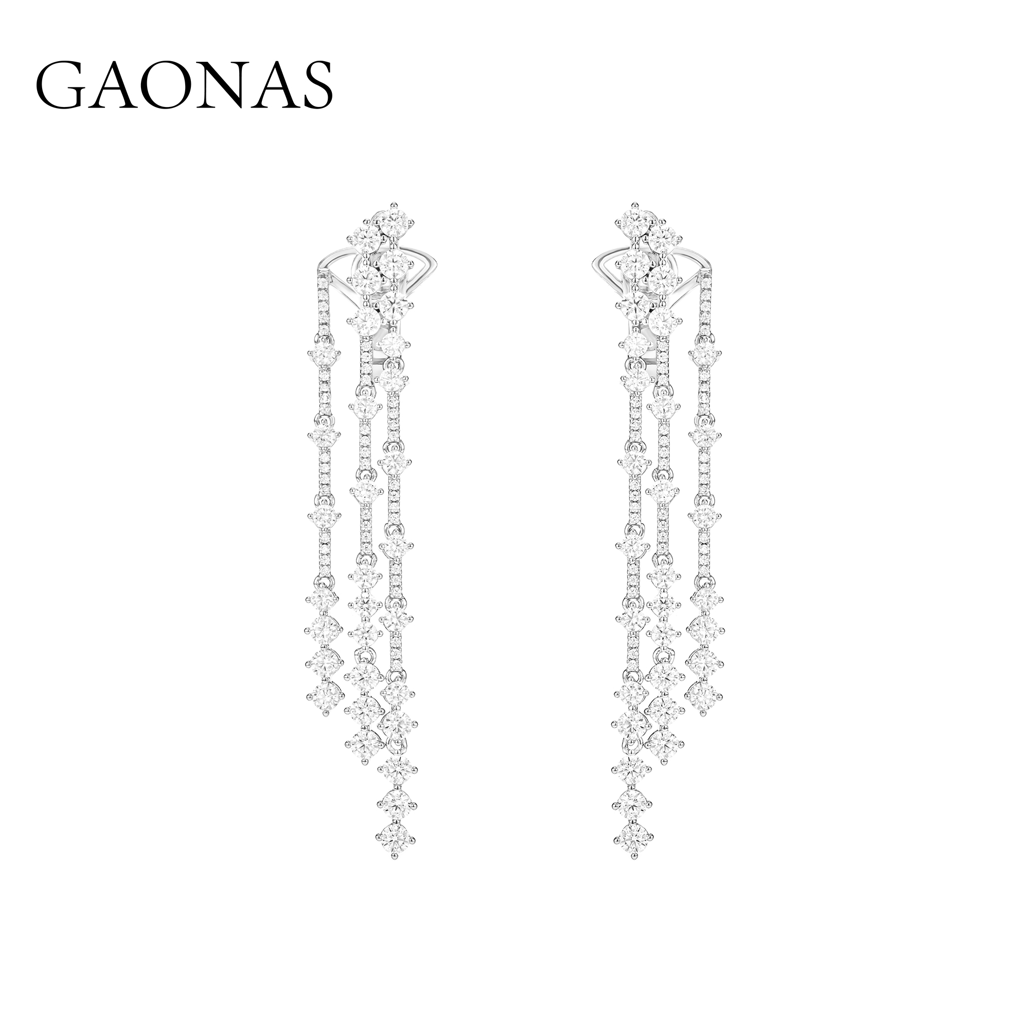 GAONAS 合成锆石耳饰  璀璨星河时尚白色流苏耳环11654EW