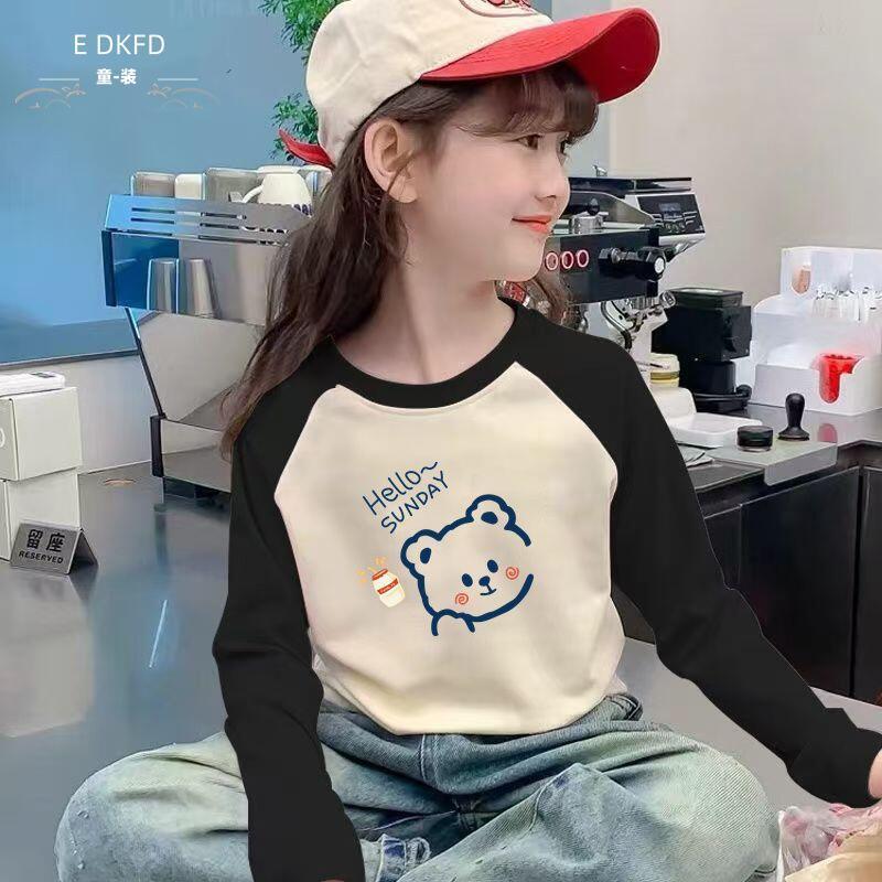 儿童插肩德绒保暖打底衫秋冬季新款卡通长袖女童休闲洋气ins上衣
