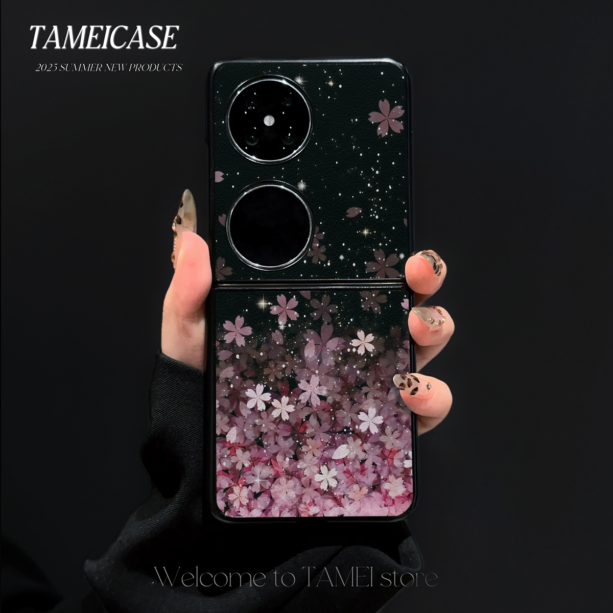 繁花点点羊皮适用华为pocket2手机壳FINDN3FLIP折叠屏2024高级感