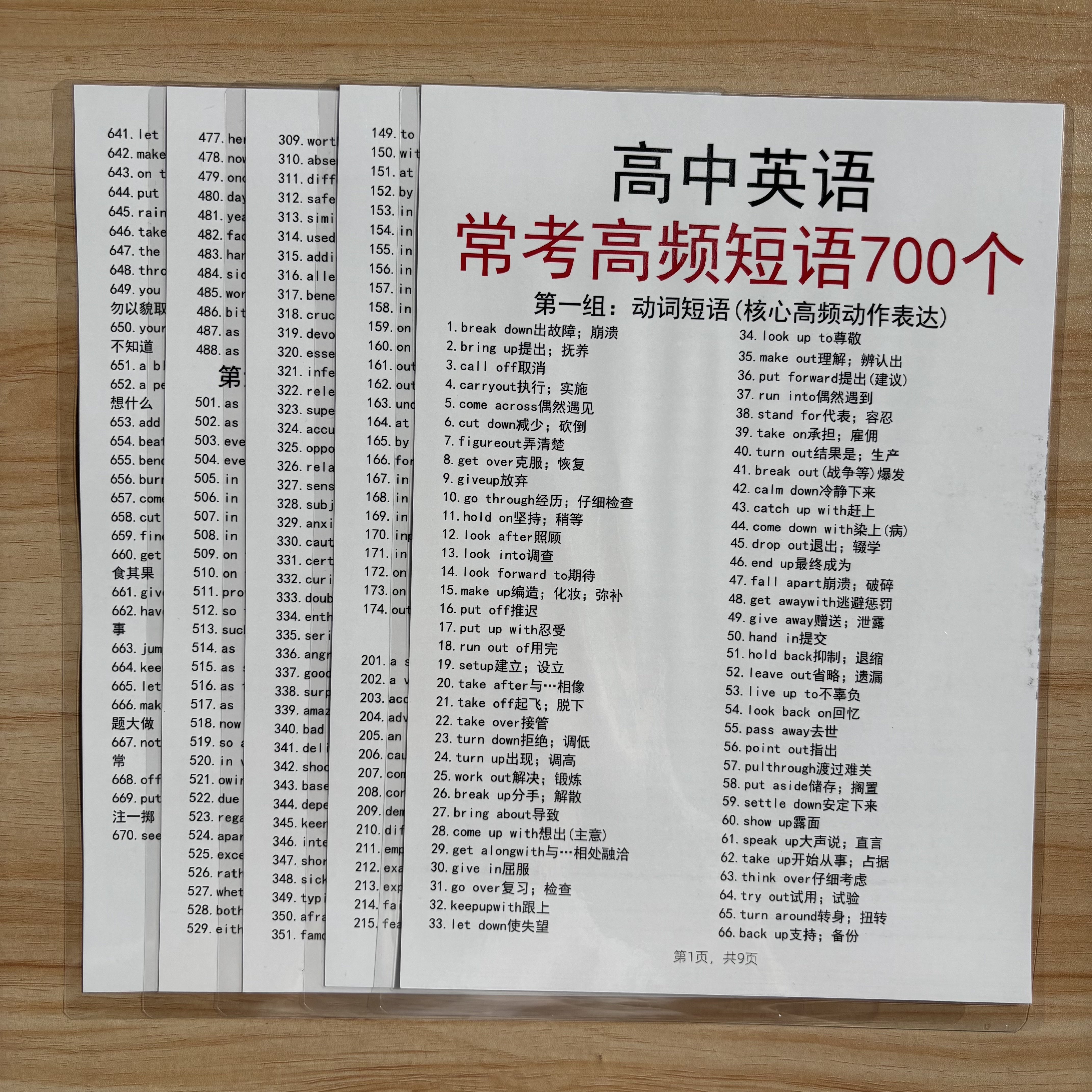 高中700个英语必背常考高频短语汇总提升成绩知识益智巩固认知卡