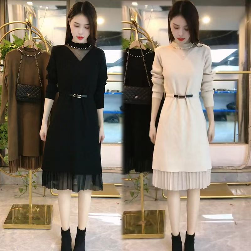 秋冬连衣裙气质高级感宽松时尚收腰洋气高端大气上档次打底针织裙