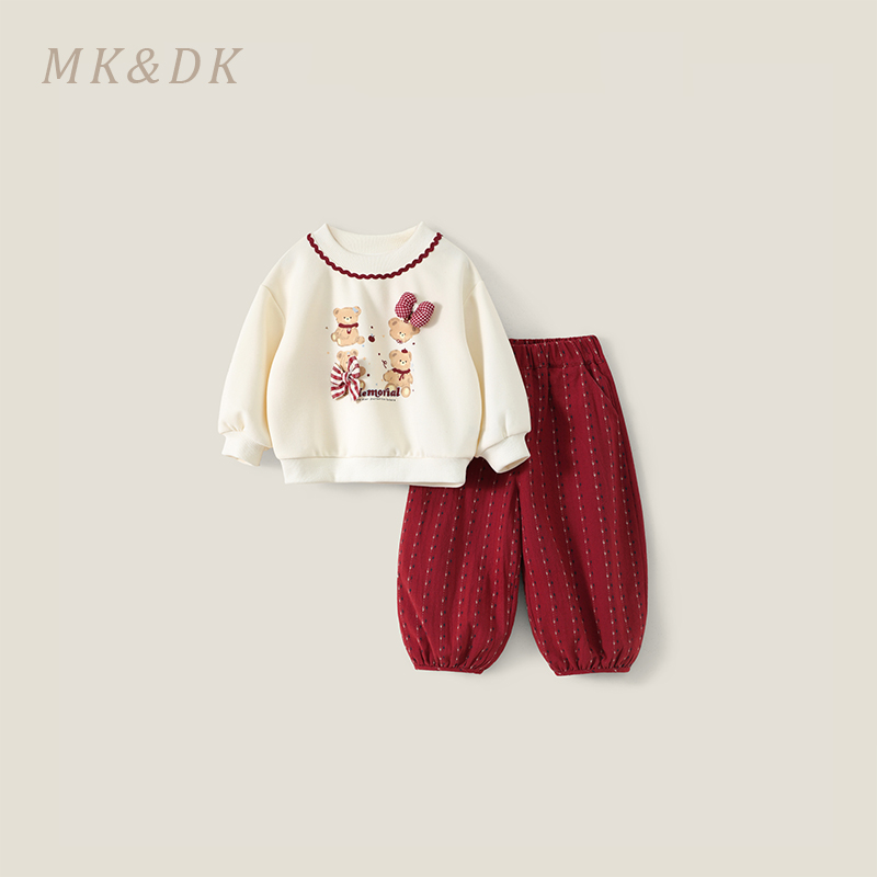 MK&DK女童长袖套装秋装2025新款时髦洋气宝宝早秋开学穿搭两件套