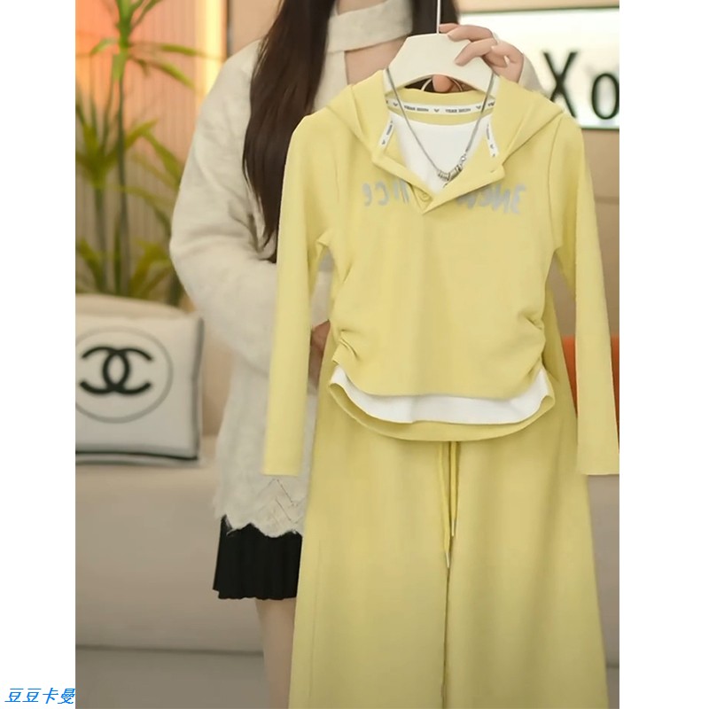 女童秋装2025新款韩版洋气儿童卫衣套装女孩衣服大童阔腿裤两件套