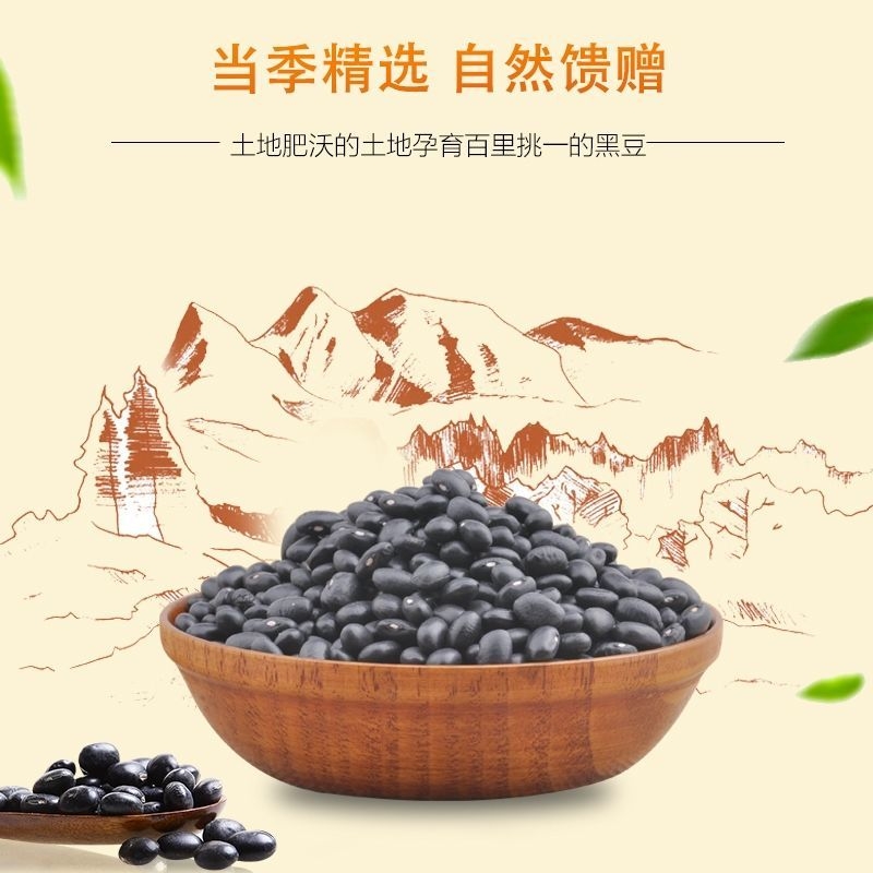 山农良谷正宗黑豆杂粮农家自产扁黑豆肾形黄芯小黑豆老品种雄黑豆