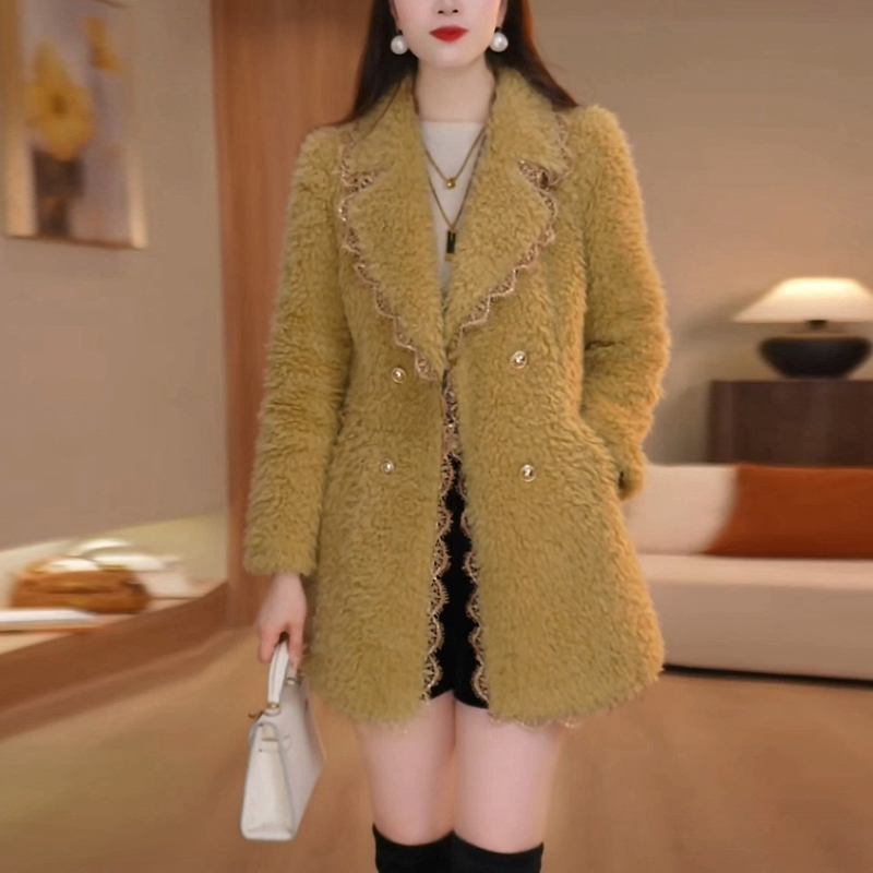 卷卷毛高贵毛毛外套2025秋冬季新款高级感轻奢显瘦加厚中长款大衣