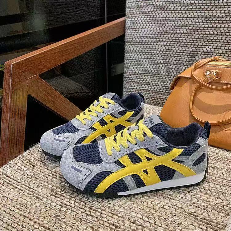 2025新款网红德训鞋女2025新款秋季百搭厚底网面透气运动小白鞋休