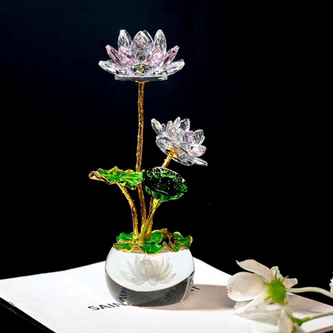 双头莲花底座家居客厅卧室送礼简约装饰摆件