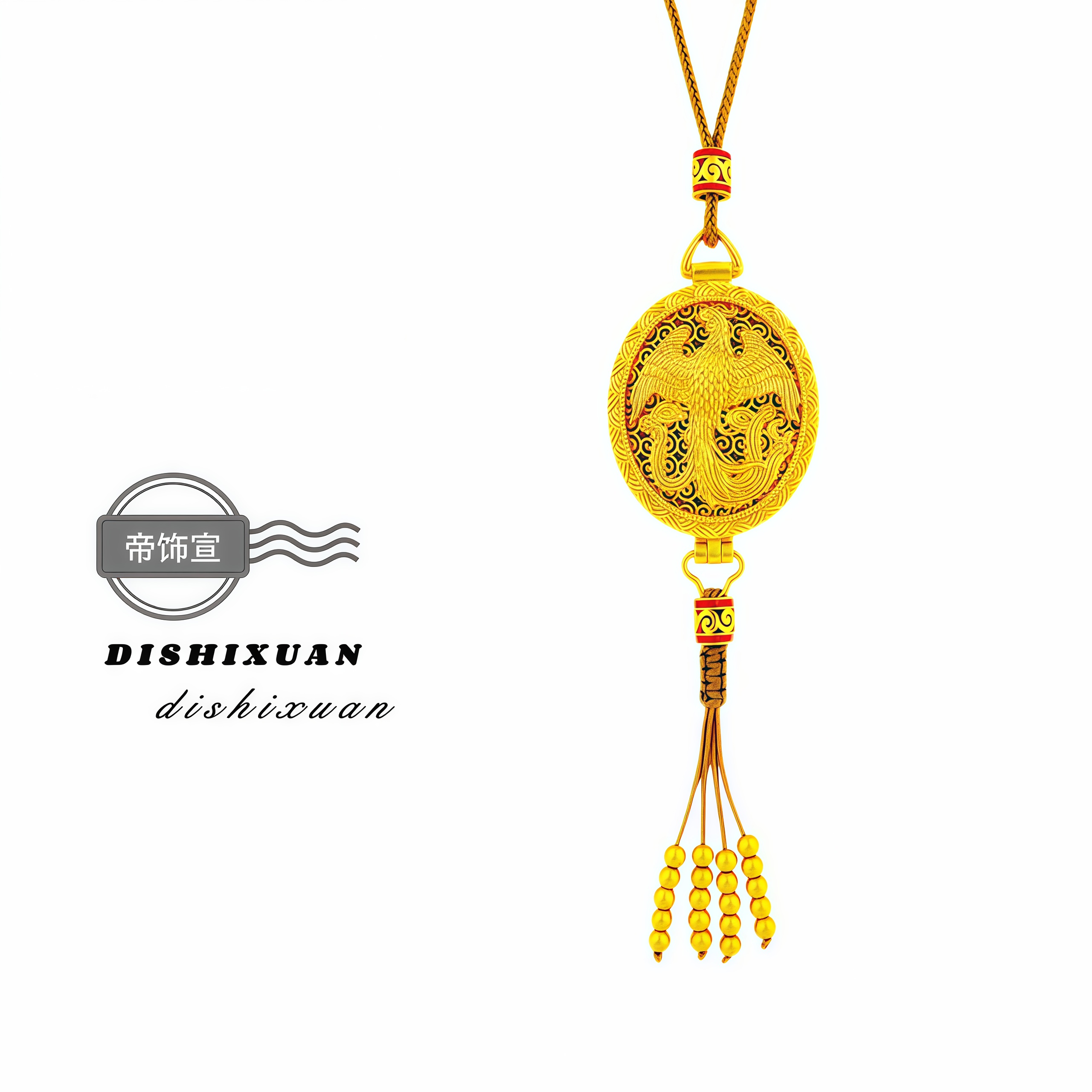 铜合金项链 新中式凤凰香囊吊坠项链中式国潮风复古毛衣链女