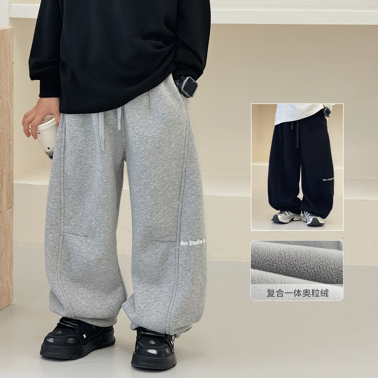 男童加绒裤子冬新款中大童韩版时尚运动裤儿童百搭休闲裤潮65103