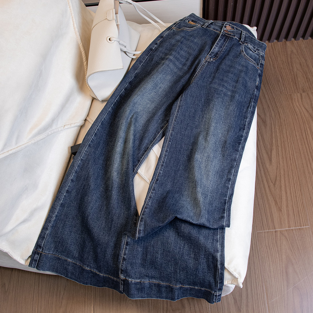 2025秋季新款显瘦气质大码设计感高腰大码百搭牛仔裤