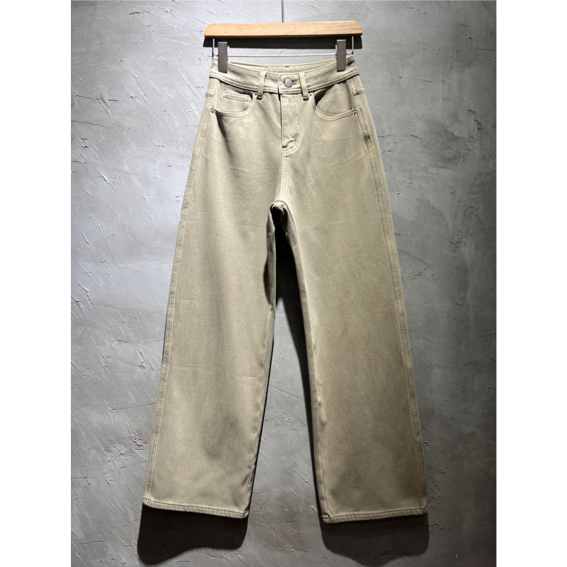 VERAGAO-土耳其面料卡其色加绒阔腿长裤女 颜色超正 简约时尚