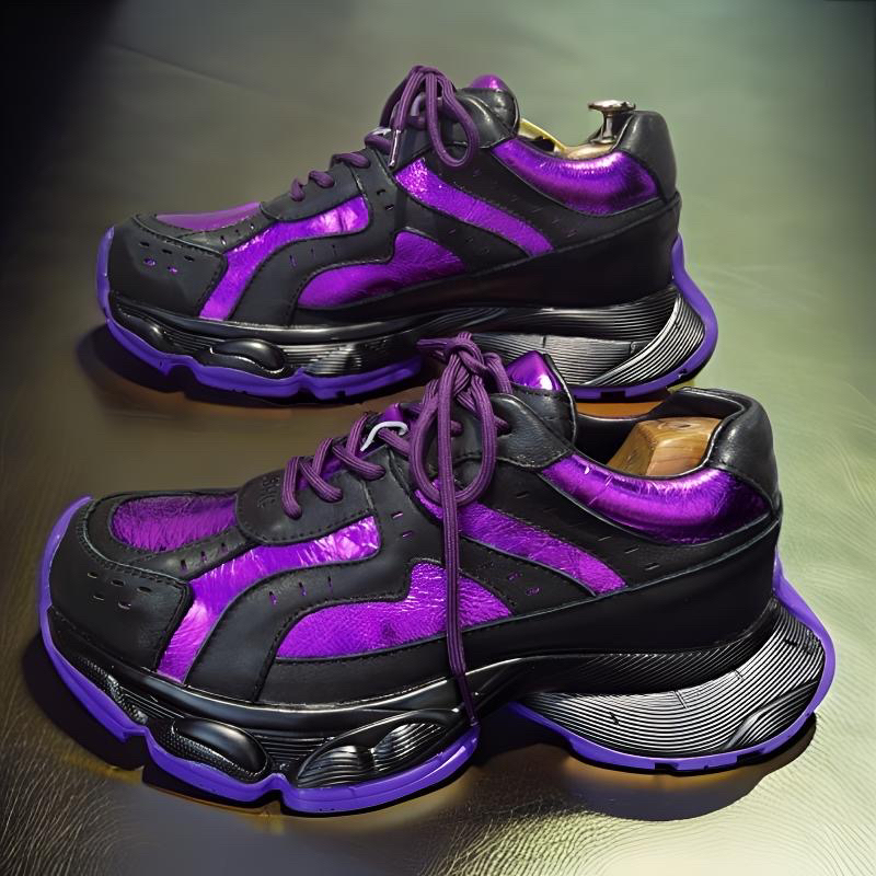 男鞋2025秋季新款头层牛皮轻便厚底增高真皮透气运动休闲老爹鞋潮