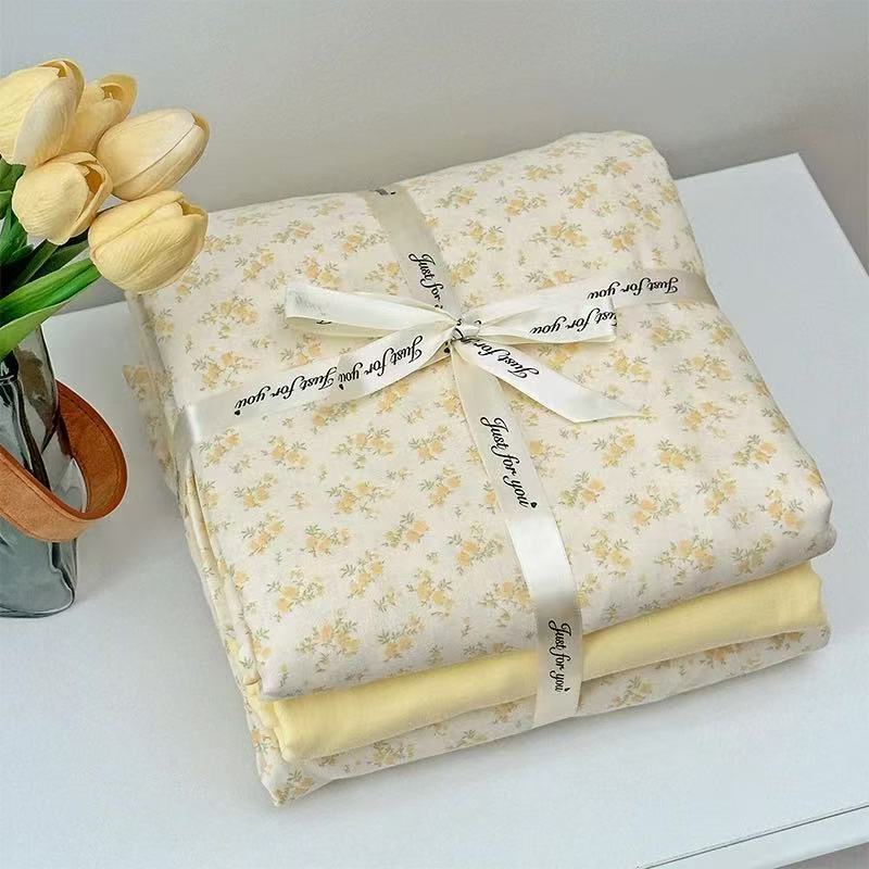 A类母婴级全棉床上四件套2025新款纯棉双层纱被套床单床笠三件套