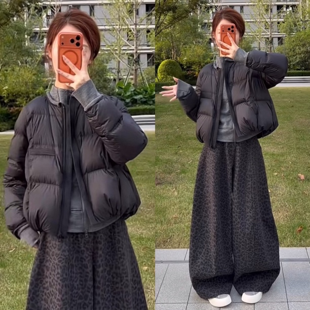 2025冬季爆款白鸭绒圆领羽绒服女装韩系时尚宽松保暖面包服短外套