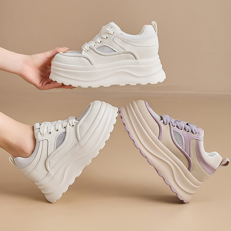 夏季网鞋女2025时尚厚底松糕超轻透气百搭休闲运动小白鞋子女百搭