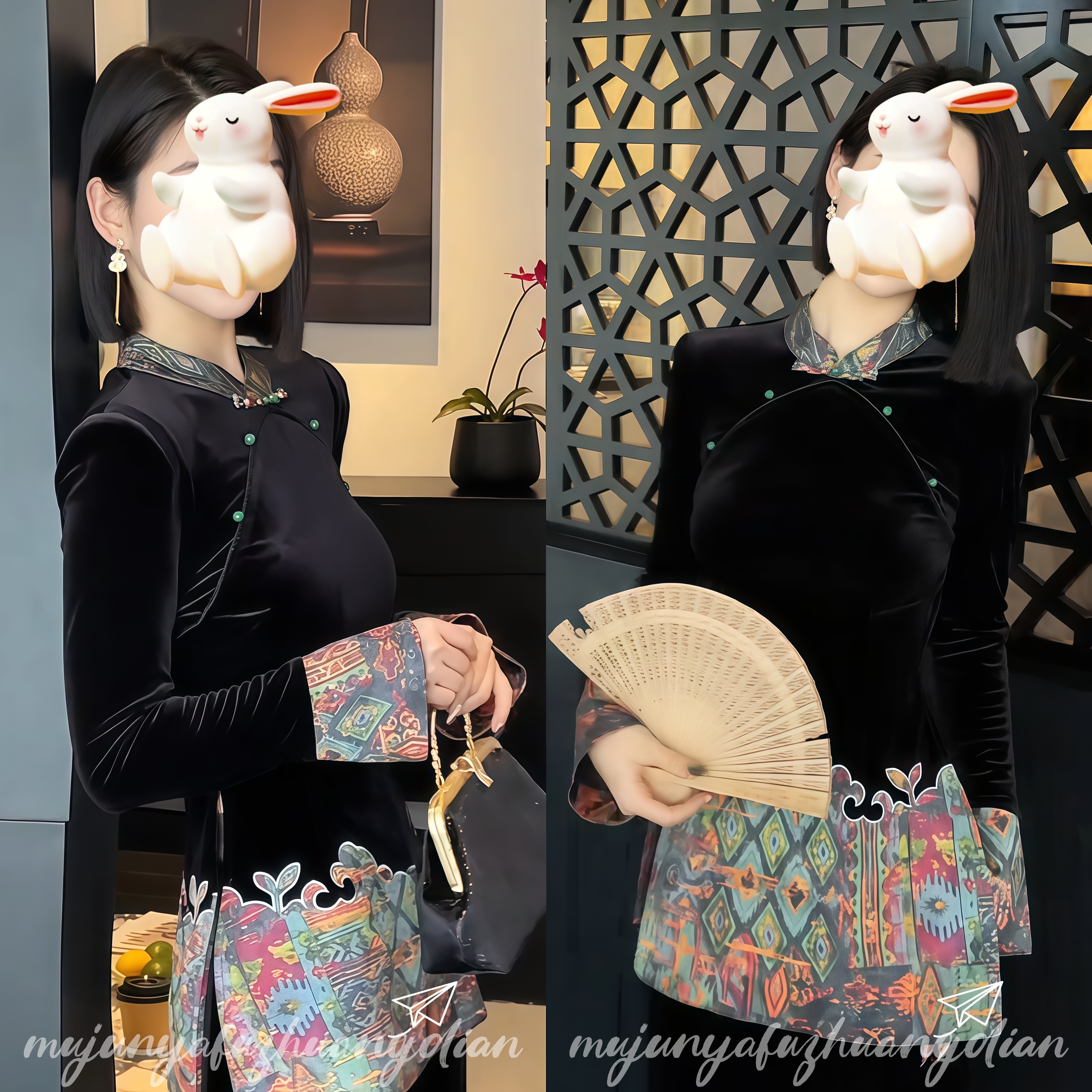 2025年秋冬网红新款时尚显瘦精致国风设计感气质上衣+裤子套装女