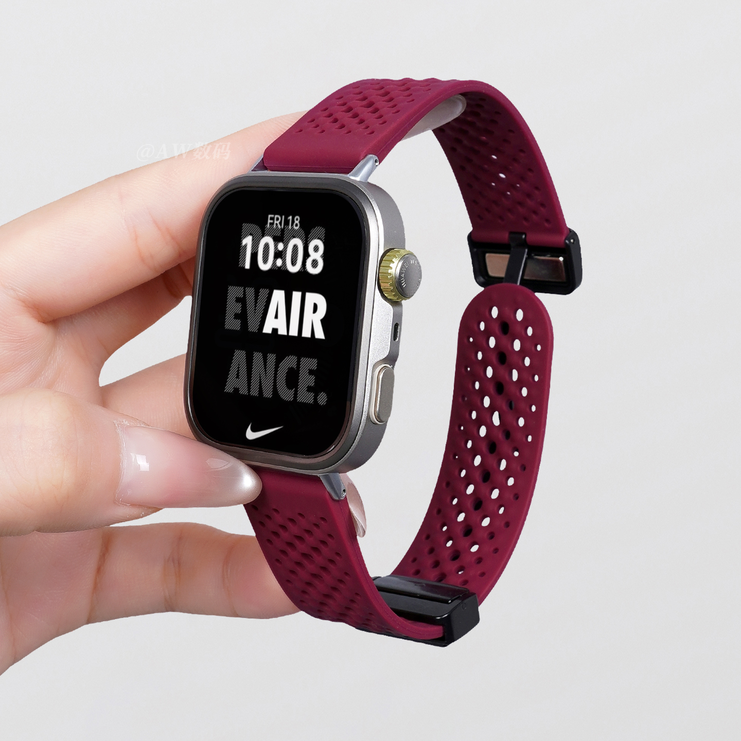 AW适用华为FIT4pro表带男watchfit3手表网孔透气硅胶腕带fit2磁吸