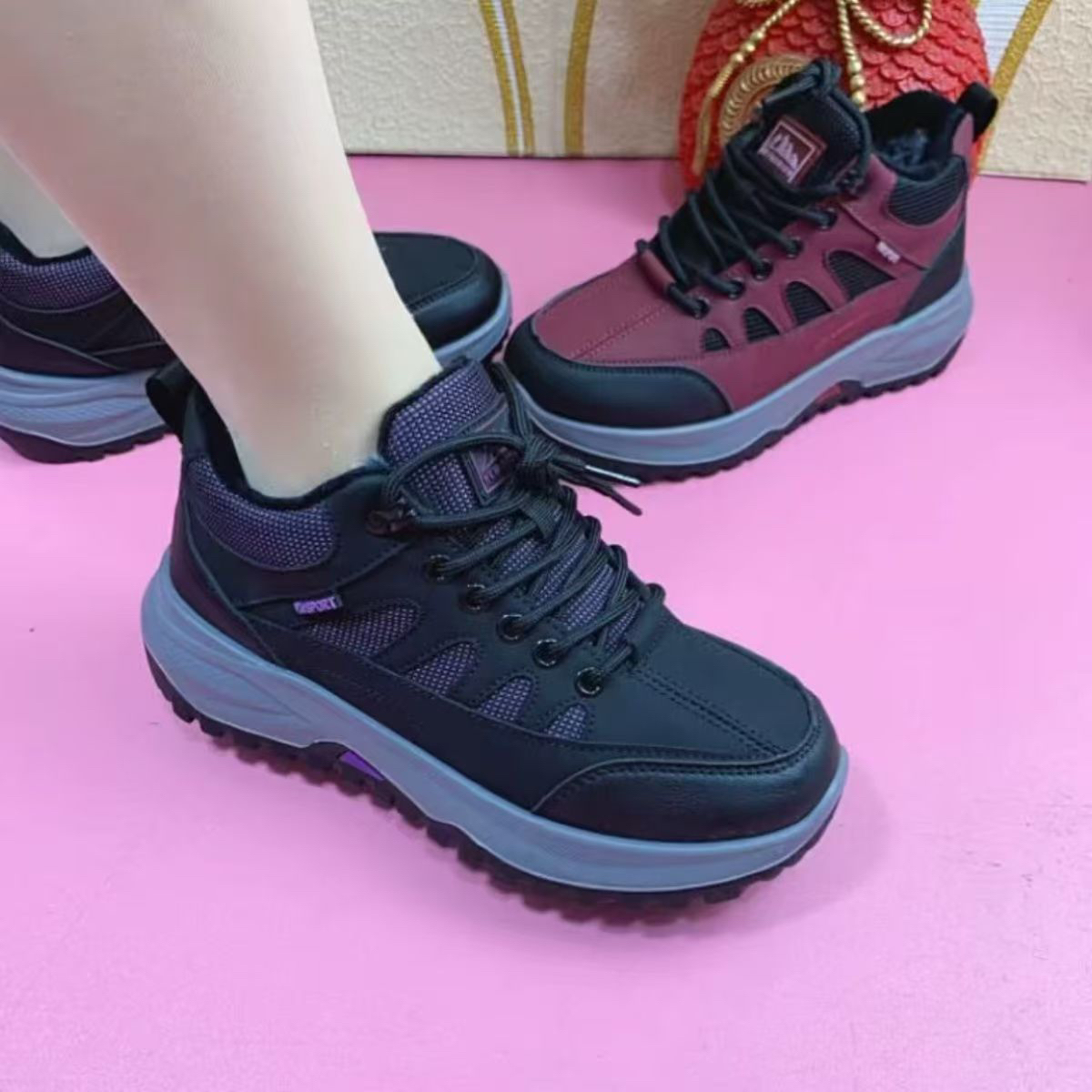 休闲风棉鞋棉靴/毛靴运动风冬季纯色