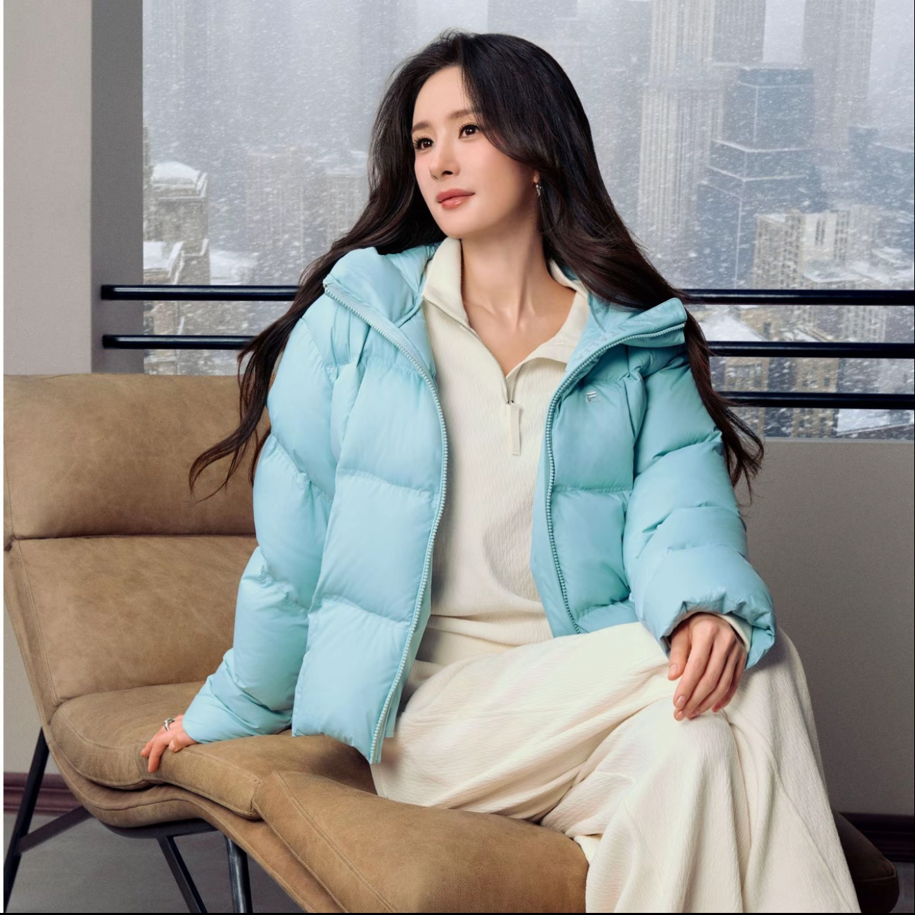 【90鹅绒】FILA斐乐云朵泡芙羽绒服休闲运动冬塔尖保暖F11W543916F