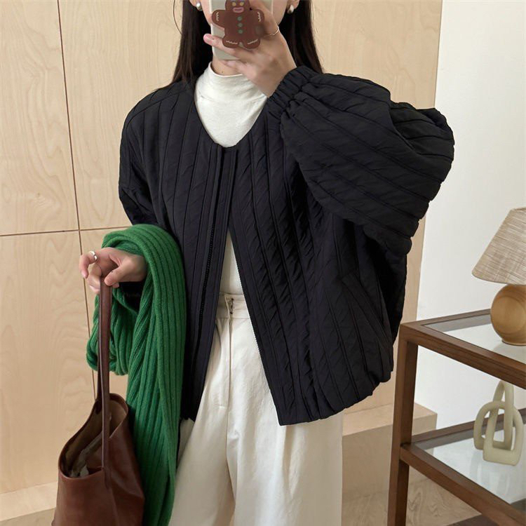 韩系高级感圆领轻薄棉衣棉服女早春2025新款宽松保暖短款夹棉外套