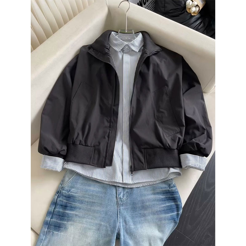 cleanfit立领美式飞行员夹克男秋季潮牌廓形bomber新款棒球服外套