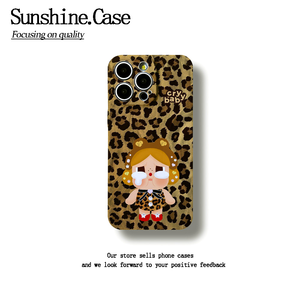 豹纹哭娃软壳适用苹果oppo华为vivo小米手机壳防摔全包ins