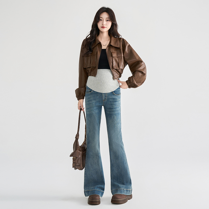 网红时髦高质量牛仔裤 孕妇喇叭裤弹力修身微喇牛仔裤子春秋冬款