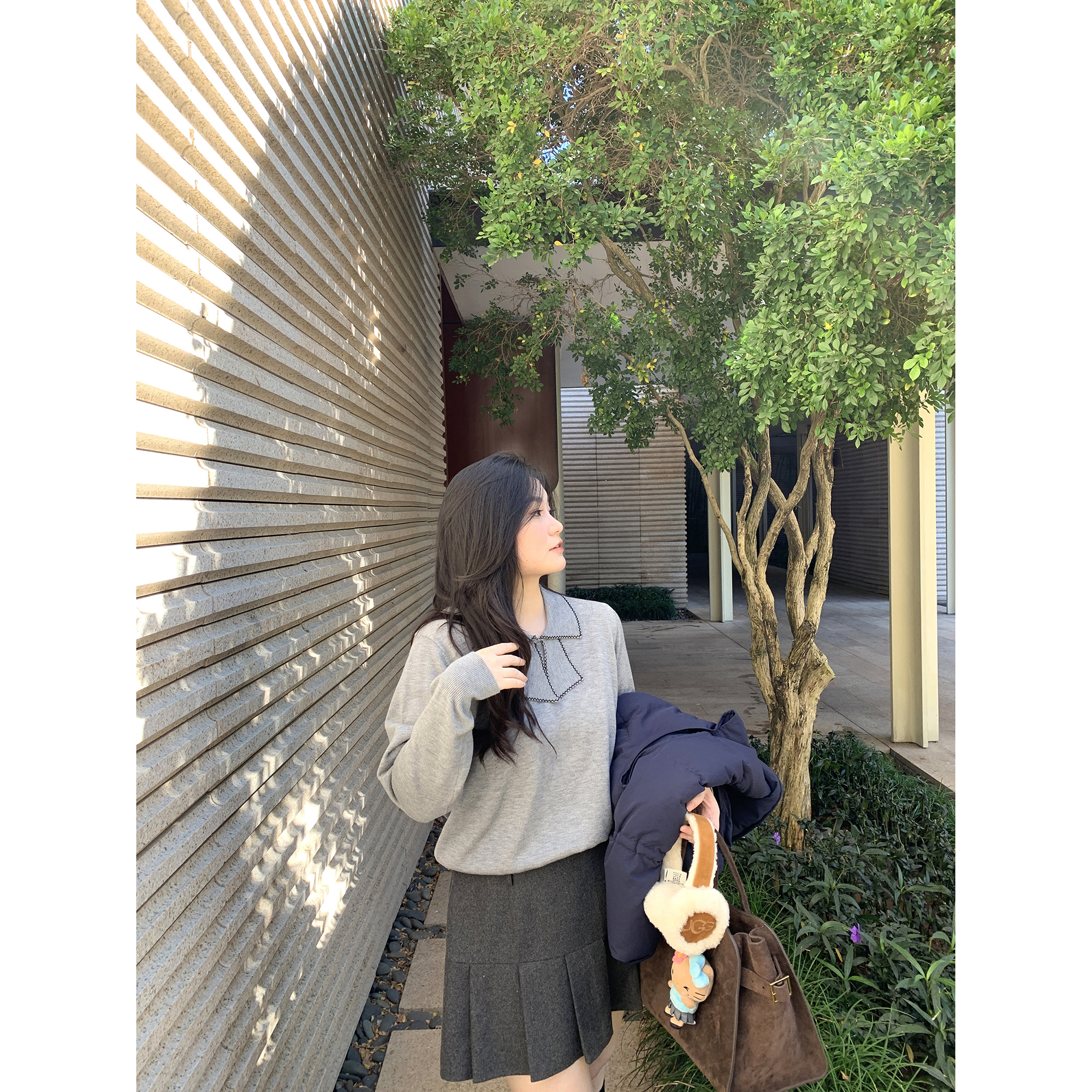 脚趾筋甜心冬日 撞色手缝线蝴蝶结针织打底