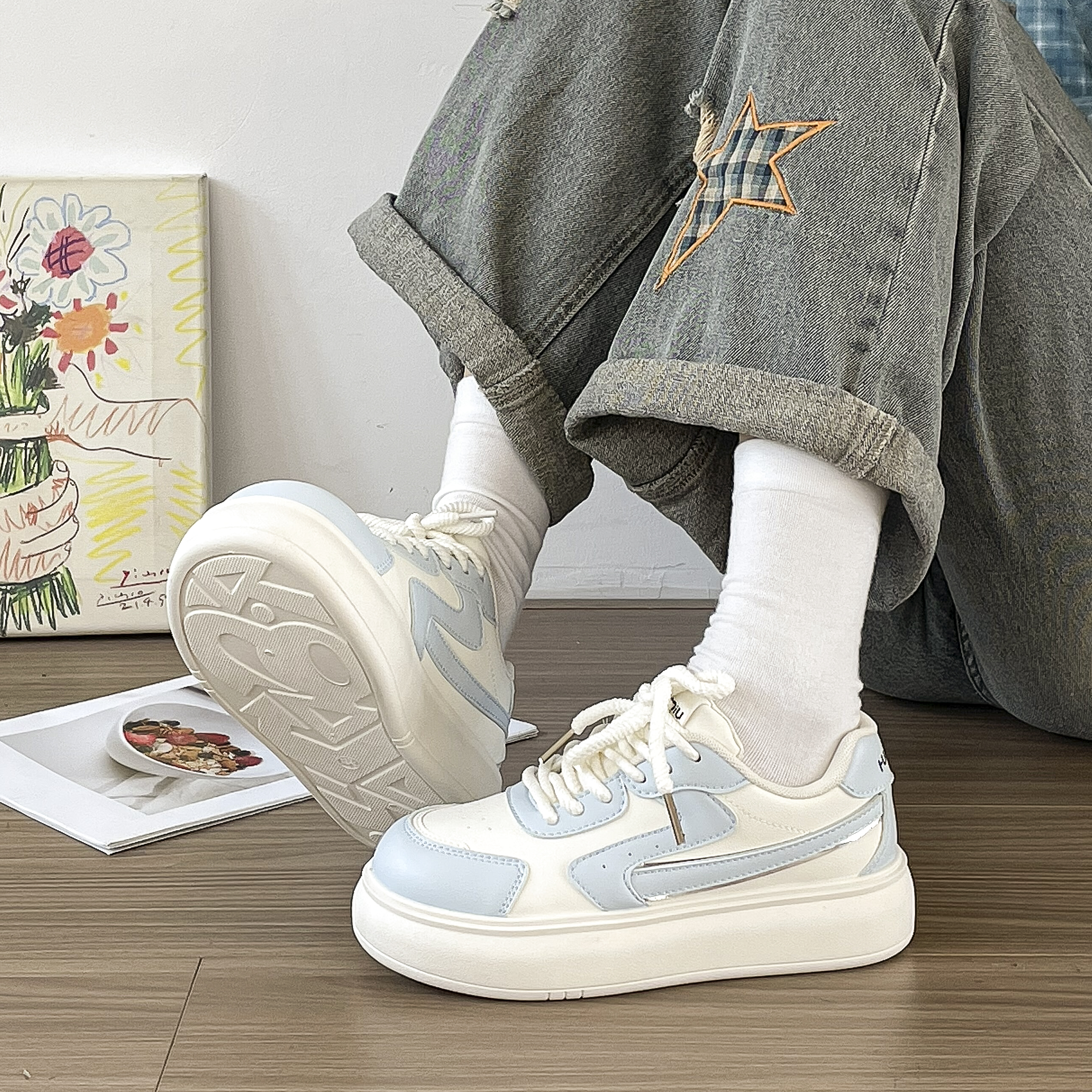 环球学生厚底小白鞋女2025新款秋季女鞋时尚百搭爆款休闲运动板鞋