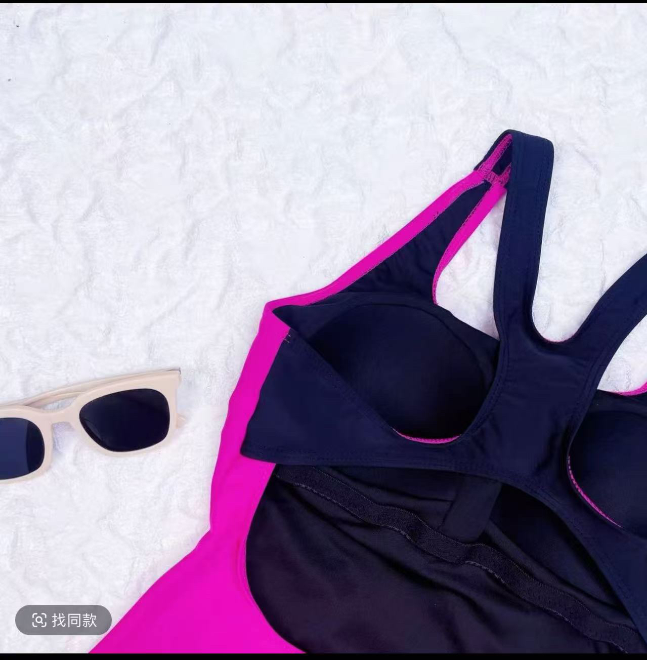 新款连体三角竞速泳衣女士游泳馆专业训练泡温泉大码纯色潜水服