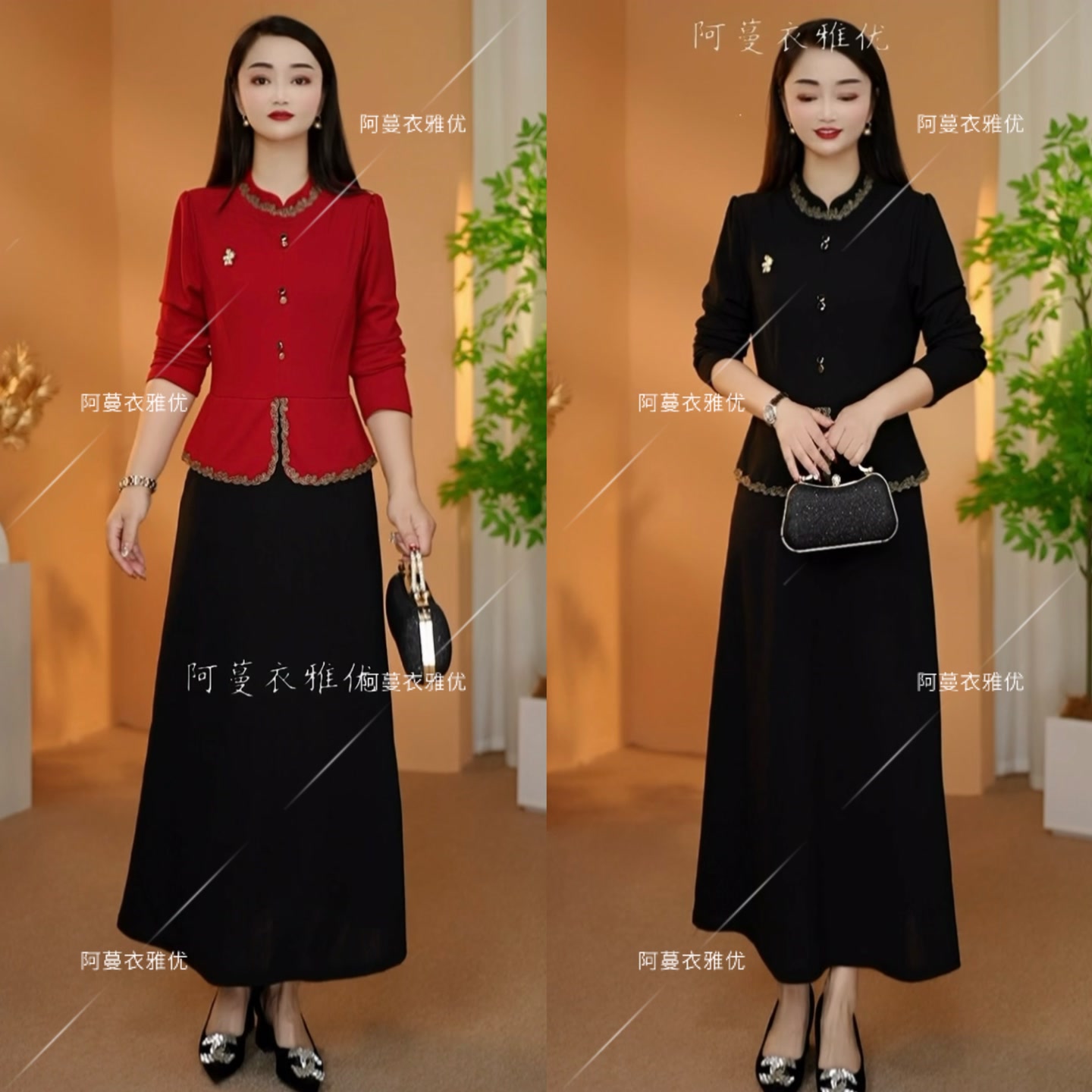 【衣雅严选】8068-2348#新款气质显瘦软精纺粉丝专享假两件连衣裙