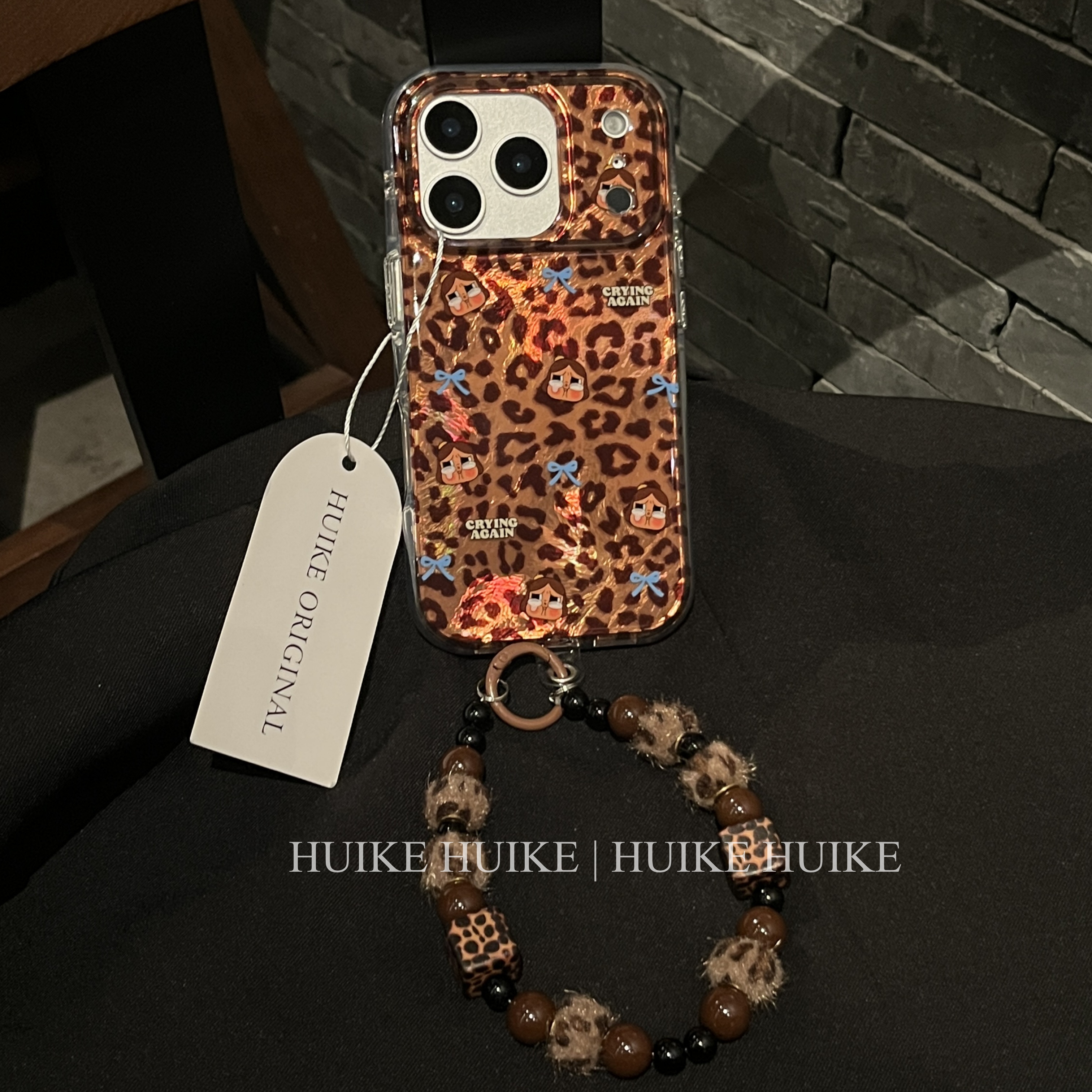 个性琥珀色豹纹防摔适用苹果17pro手机壳iphone16/15/14/13promax