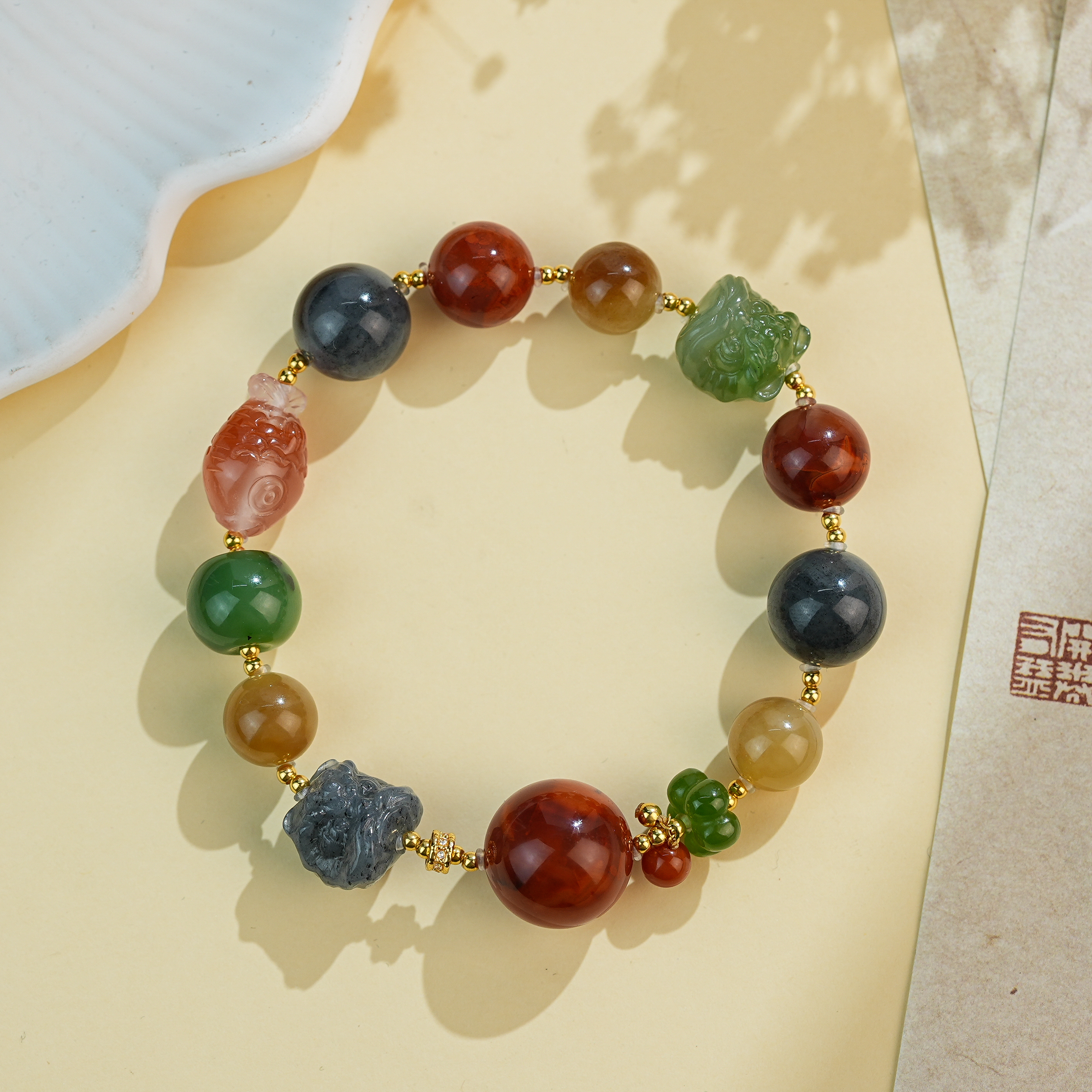 周西西精美珠宝18K南红多宝手串11mm时尚气质百搭多样性发货20212