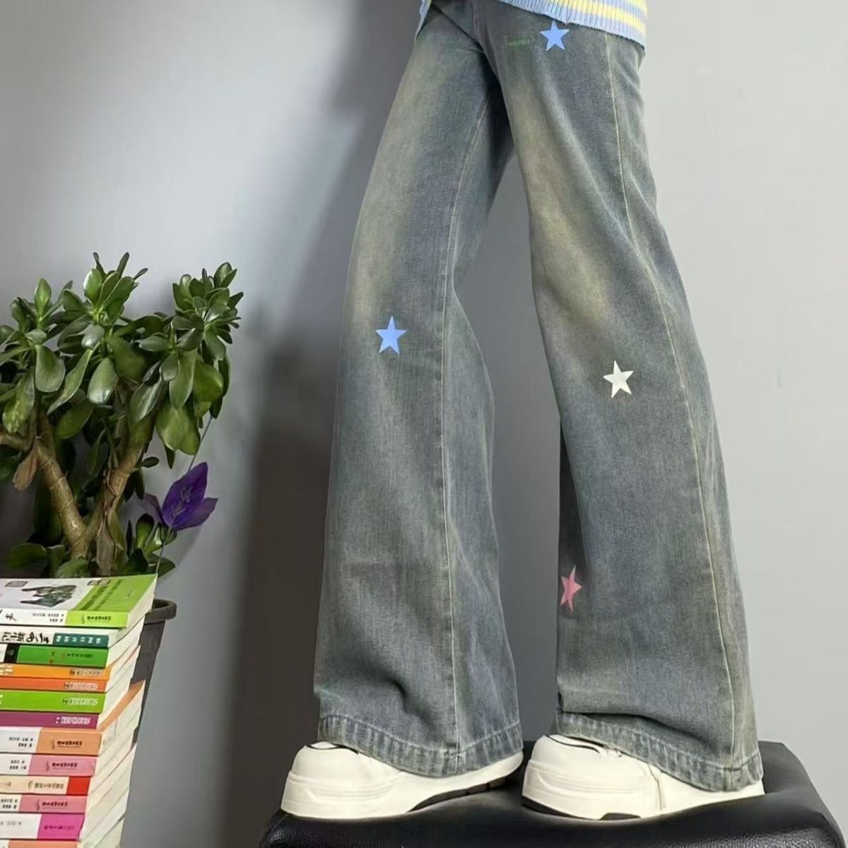 学妹牛仔裤女童中大童长裤新款春秋2025爆款显瘦百搭阔腿宽松休闲