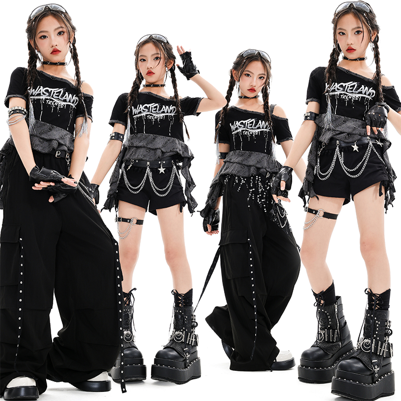 儿童爵士舞高腰辣妹jazz演出服走秀