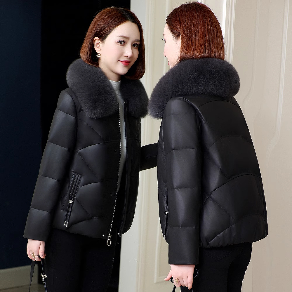 海宁真皮羽绒服女2025冬装新款妈妈外套绵羊皮短款小个子皮衣皮草