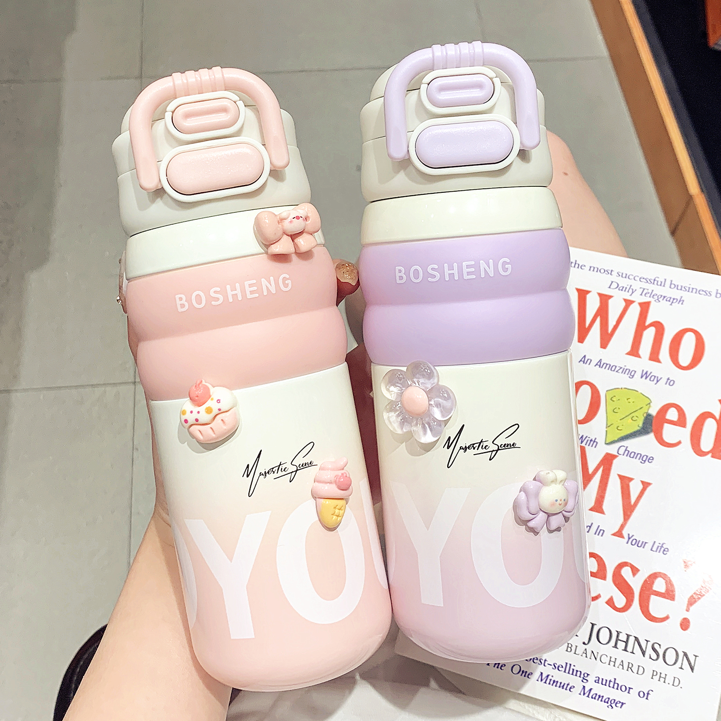 高颜值保温杯女316不锈钢双饮水杯2025新款学生专用便携吸管杯子