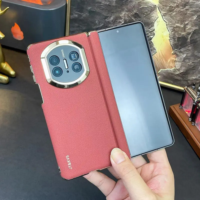 双中轴单后壳适用华为MateX6手机壳matex5秒变X7镜头电镀素皮商务