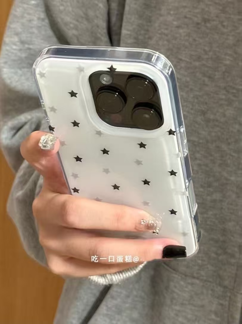 ins韩系黑白灰星星适用苹果17Promax手机壳vivo华为oppo小米防摔