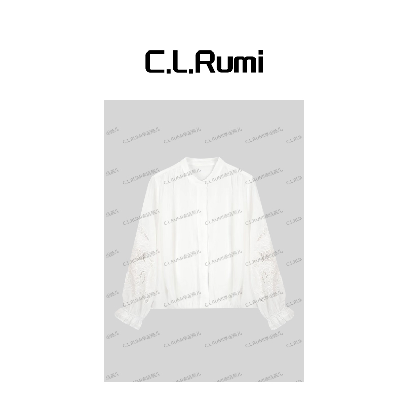 【Rumi时装】”白芷“25夏超薄桑蚕丝重工刺绣宽松镂空衬衫上衣6977sy