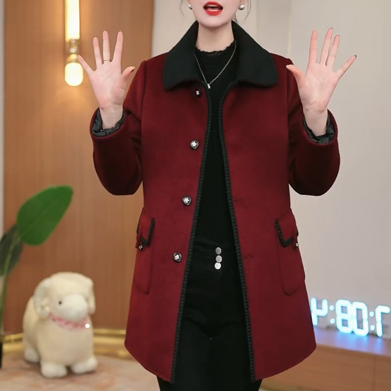 双面穿时尚轻便保暖白鸭绒羽绒服外套女冬季大码保暖红色羊毛大衣