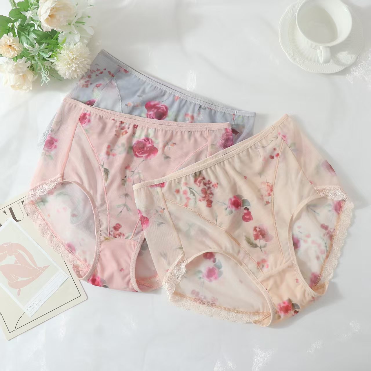 外贸大码弹力胖妹妹多色透气高腰女士三角内裤（1012）