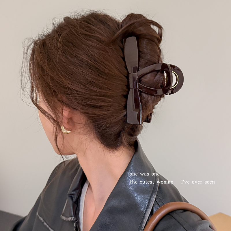 韩系蝴蝶结头发抓夹女高级感2025新款鲨鱼夹大号发卡夹子头饰发夹
