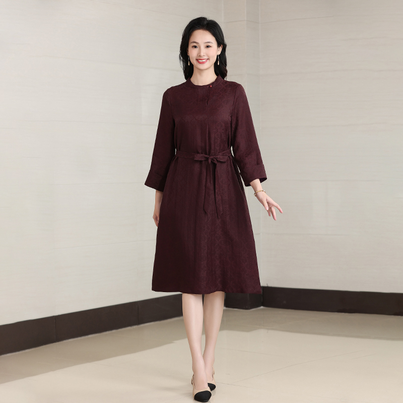 D24L0927香云纱宽松连衣裙真丝桑蚕丝气质复古中长款裙子