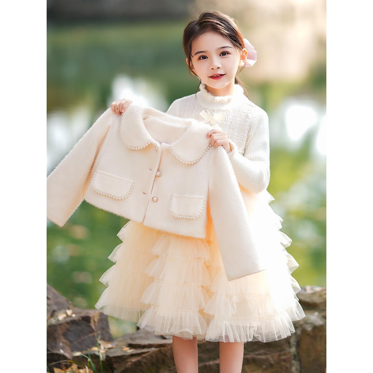 ABC公主裙女孩春季和秋季连衣裙2025新的儿童的冬季裙子小女孩加