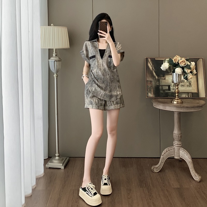 女装夏装短袖短裤套装2025新款爆款显瘦时尚洋气休闲运动风两件套
