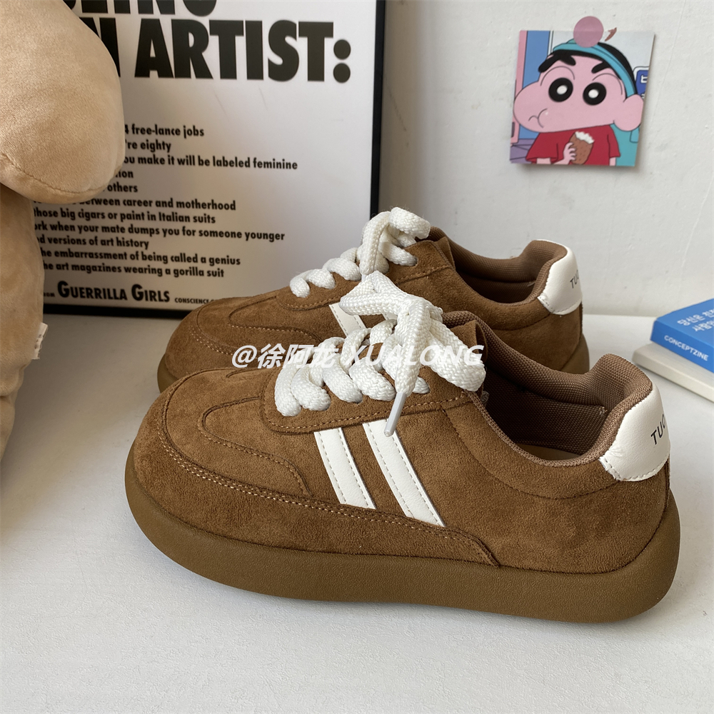 丑萌大头德训鞋女2025年秋新款复古百搭运动板鞋配裙子厚底休闲鞋