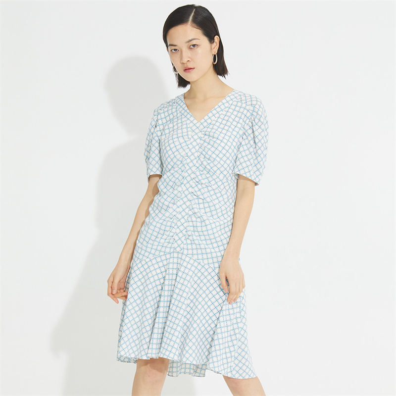 Mind Bridge/心桥时尚格子连衣裙MB1671-MUOP329FBL