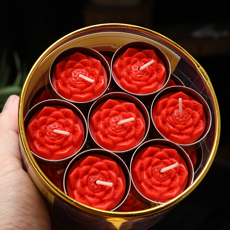 莲花蜡烛红色酥油灯家用供佛蜡烛4小时28粒/盒*2