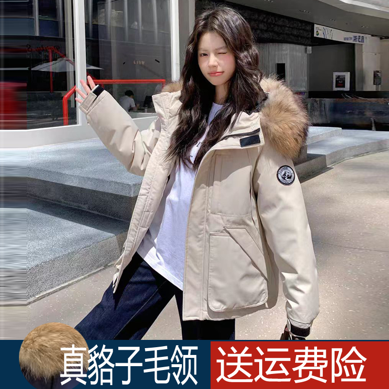 冬季新款韩版羽绒服女真貉子毛领宽松加厚派克服短款学生防寒外套